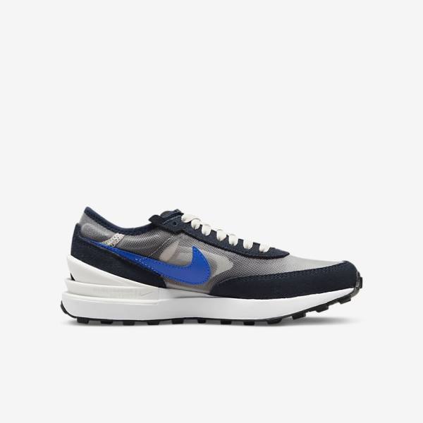 Nike Waffle One Older Wanderschuhe Kinder Dunkelschwarz Schwarz Königsblau | NK098PLC