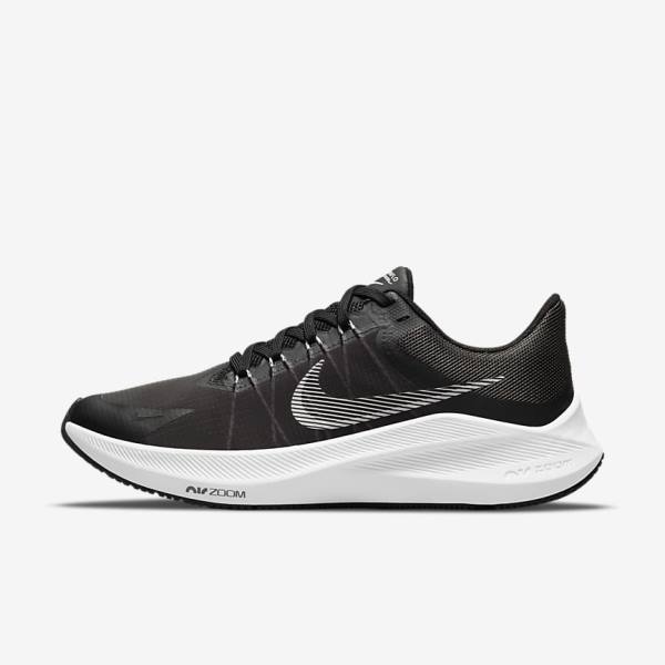 Nike Winflo 8 Straßen Laufschuhe Damen Schwarz Dunkelgrau Hellgrau Weiß | NK189GZX