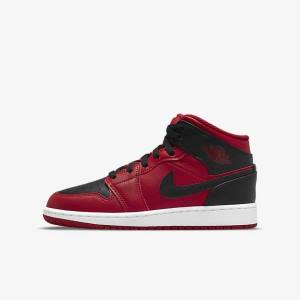 Nike Air Jordan 1 Mid Older Sneakers Kinder Rot Weiß Schwarz | NK176PZN