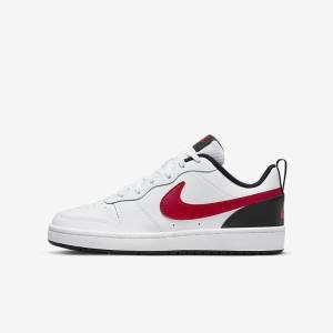 Nike Court Borough Low 2 Older Sneakers Kinder Weiß Schwarz Rot | NK571SYN