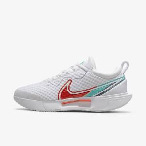 Nike NikeCourt Zoom Pro Hard Court Tennisschuhe Damen Weiß Rot Bordeaux Türkis | NK317IGN