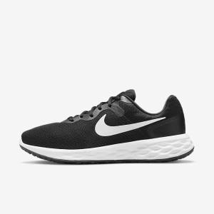Nike Revolution 6 (Extra Weite) Laufschuhe Herren Schwarz Grau Weiß | NK635ZTY