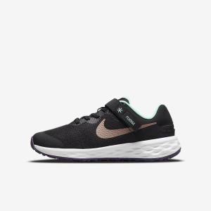 Nike Revolution 6 FlyEase Older Easy On-Off Straßen Laufschuhe Kinder Metal | NK624UWF