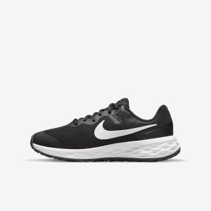 Nike Revolution 6 Older Straßen Laufschuhe Kinder Schwarz Dunkelgrau Weiß | NK296YXB