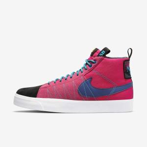 Nike SB Zoom Blazer Mid Premium Sneakers Damen Rosa Blau Königsblau Blau | NK043CGS