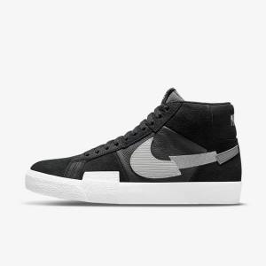 Nike SB Zoom Blazer Mid Premium Sneakers Damen Schwarz Grau Weiß | NK381CEN