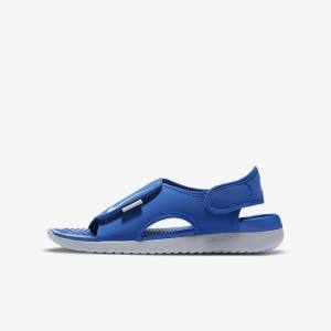 Nike Sunray Adjust 5 V2 Younger and Older Sandalen Kinder Königsblau Grau | NK867YVP